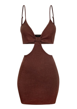 Living It Up - Brown Knit Ribbed Dress